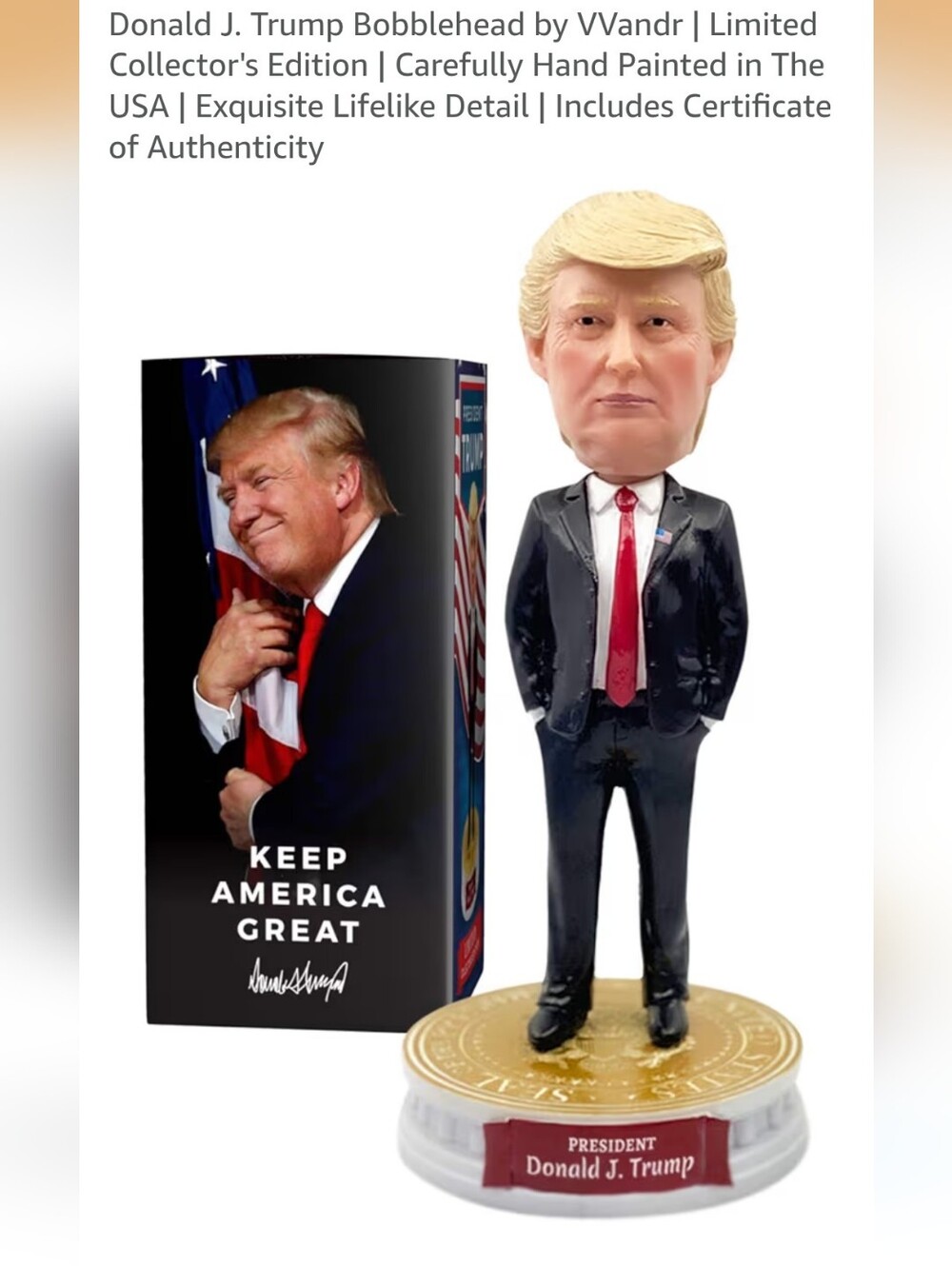New Collectible Presidential Bobblehead~Donald J. Trump~Hand Painted